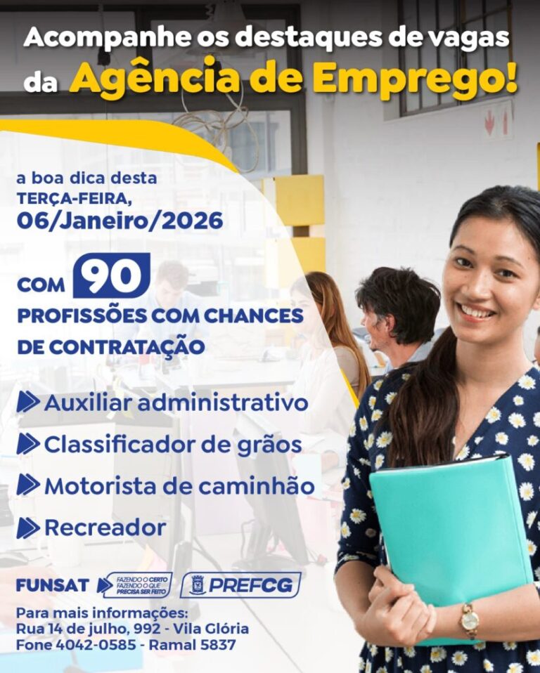 Funsat anuncia 1.059 vagas nesta terça-feira